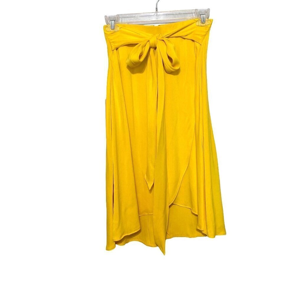 Ann Taylor Petite Buttercup Yellow Fit & Flare Faux Wrap Skirt‎ Women’s Size 00P